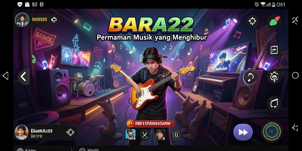Screenshot gameplay BARA22 menampilkan pemain berinteraksi dengan lagu.