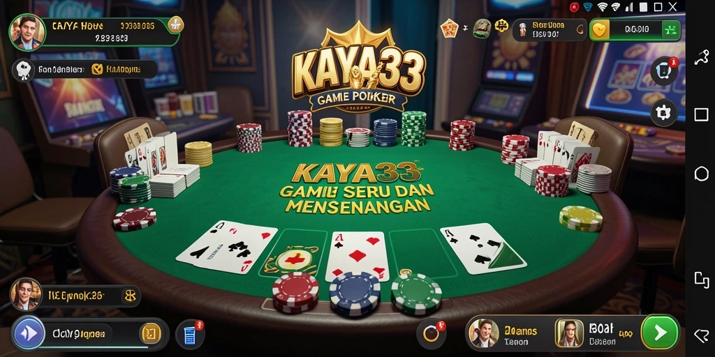 Screenshot gameplay KAYA33 menampilkan suasana poker yang seru dan interaktif.