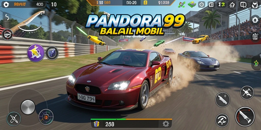 Screenshot dari gameplay balap mobil di PANDORA99.