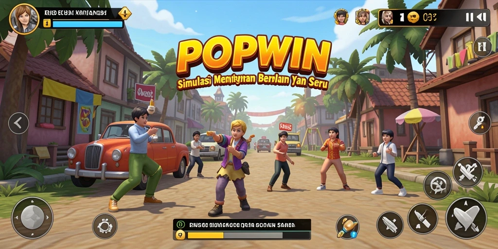 Tampilan utama gameplay POPWIN yang menakjubkan dan penuh warna.