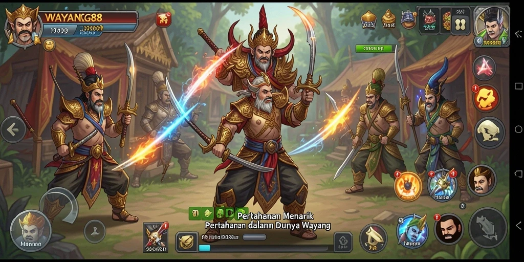 Tampilan gameplay menegangkan dalam permainan Tower Defense WAYANG88.